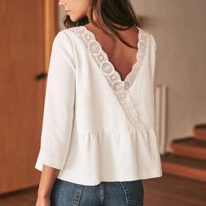 NWT Sezane Louisie Blouse White Size 4